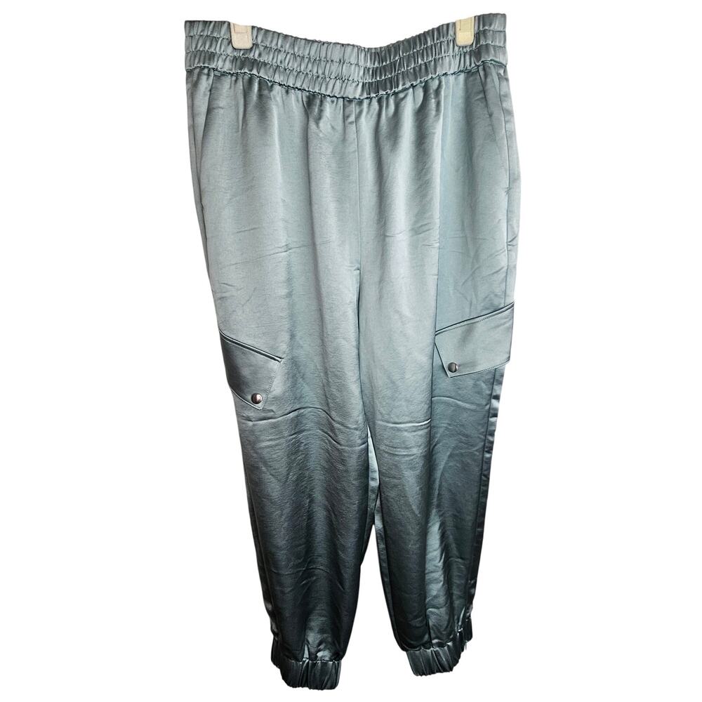 Express Womens Satin Cargo Jogger Pants Size M Conscious Edit Shiny Going Out